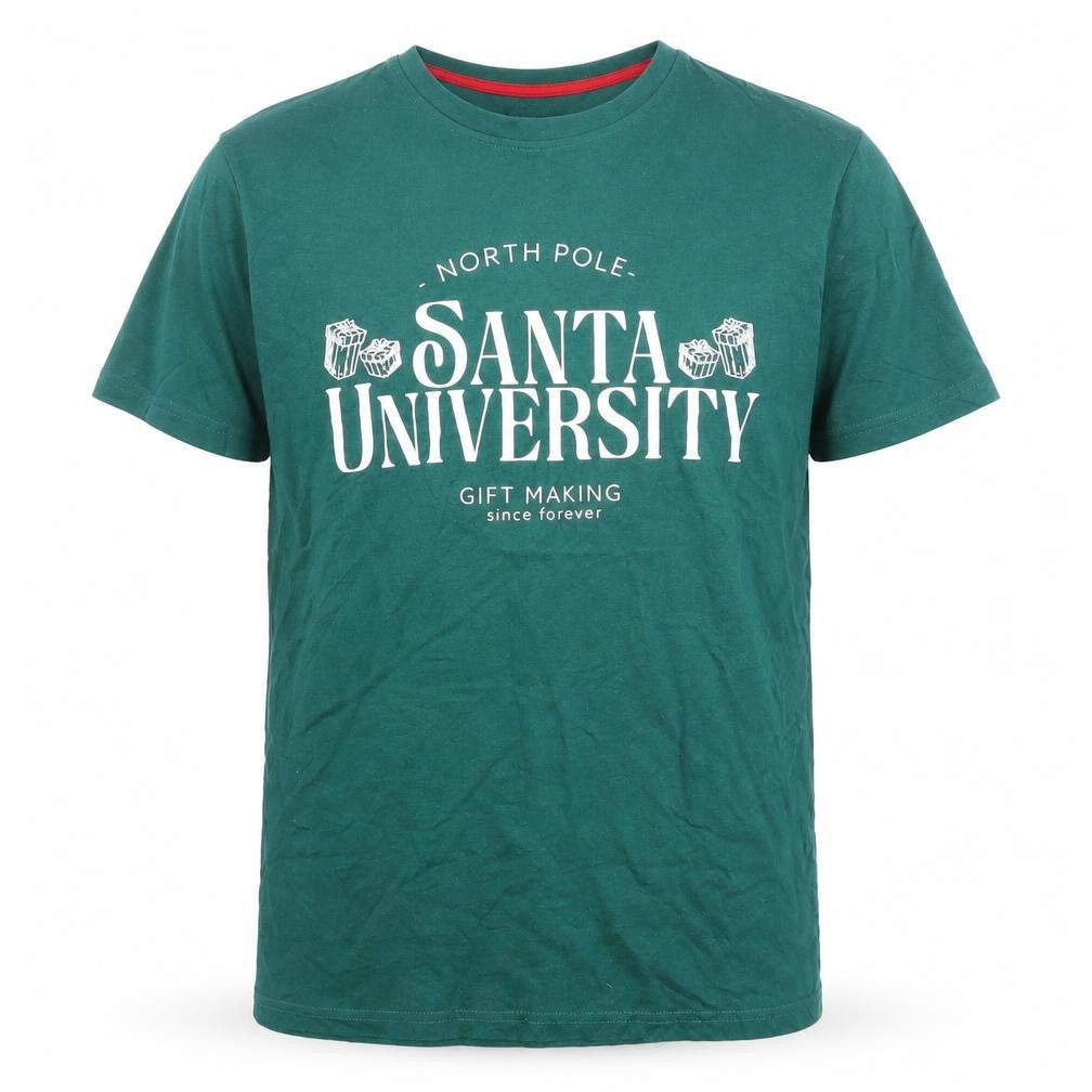 AlphaR One Men's Green L Christmas Santa University T-Shirt