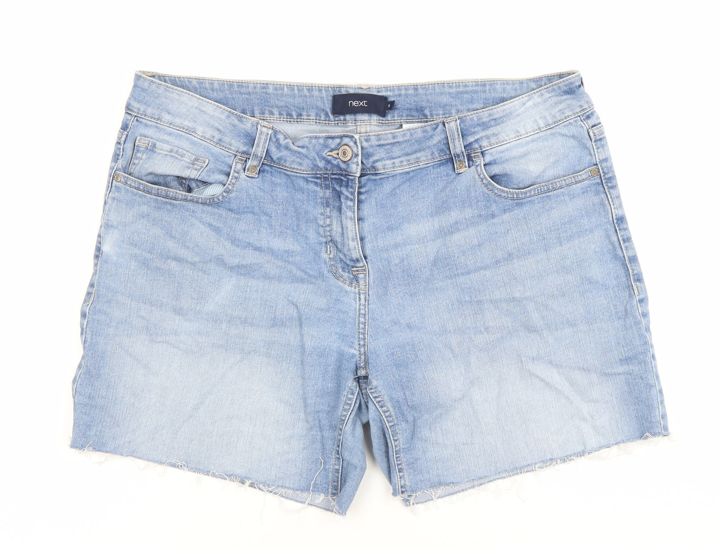 Next Women Blue Size 14 Denim Cut-Off Shorts Light Wash Casual