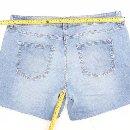 Next Women Blue Size 14 Denim Cut-Off Shorts Light Wash Casual
