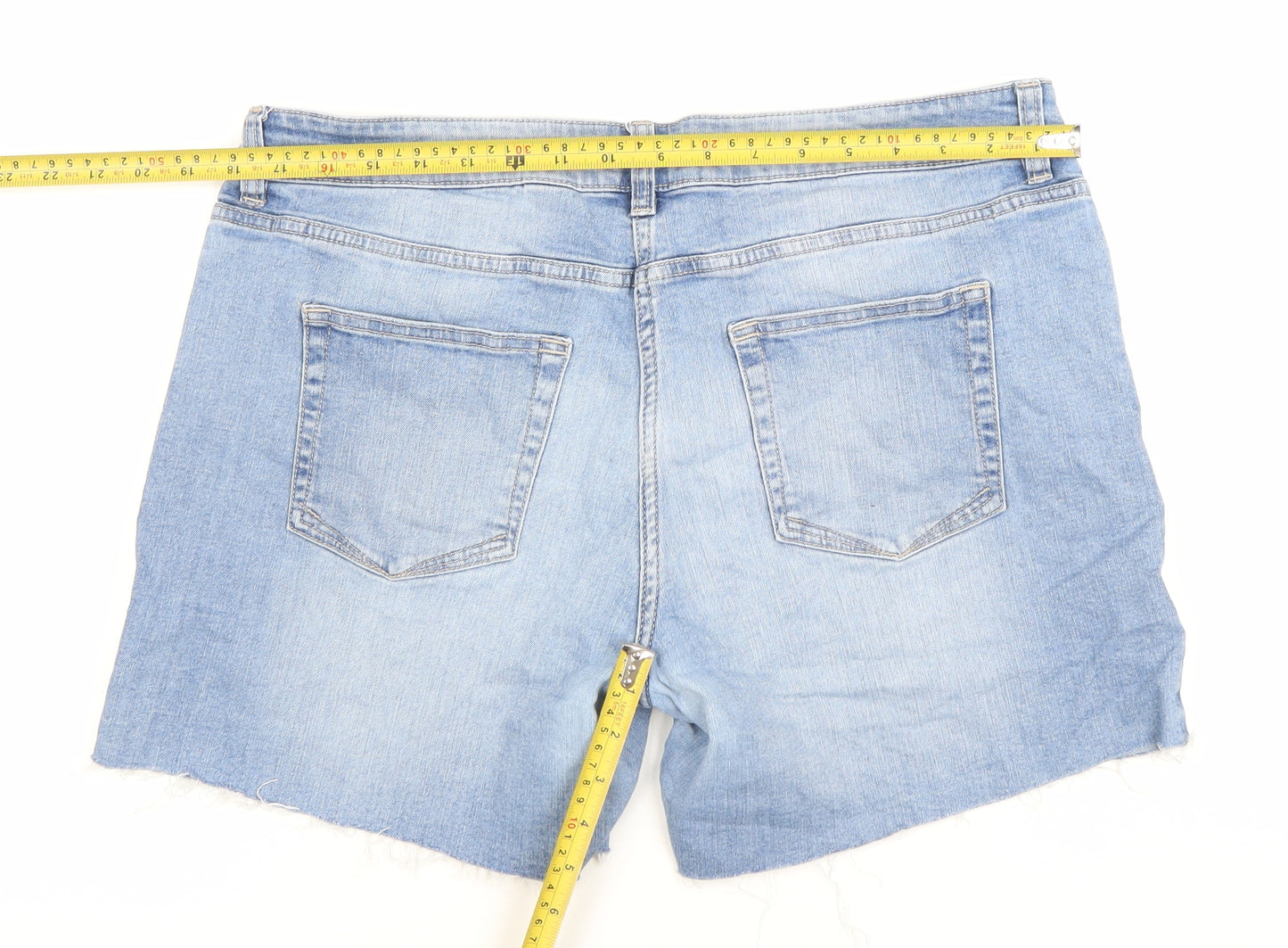 Next Women Blue Size 14 Denim Cut-Off Shorts Light Wash Casual