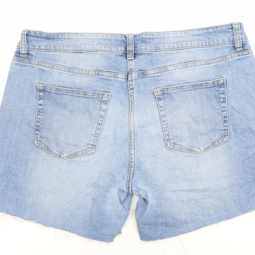 Next Women Blue Size 14 Denim Cut-Off Shorts Light Wash Casual