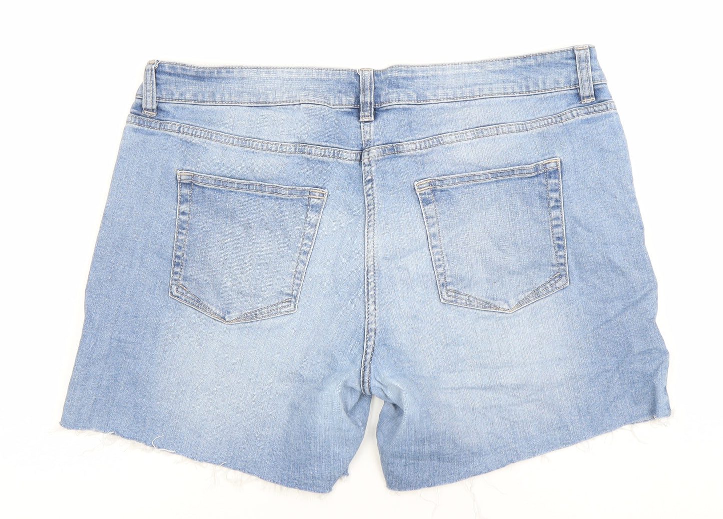 Next Women Blue Size 14 Denim Cut-Off Shorts Light Wash Casual