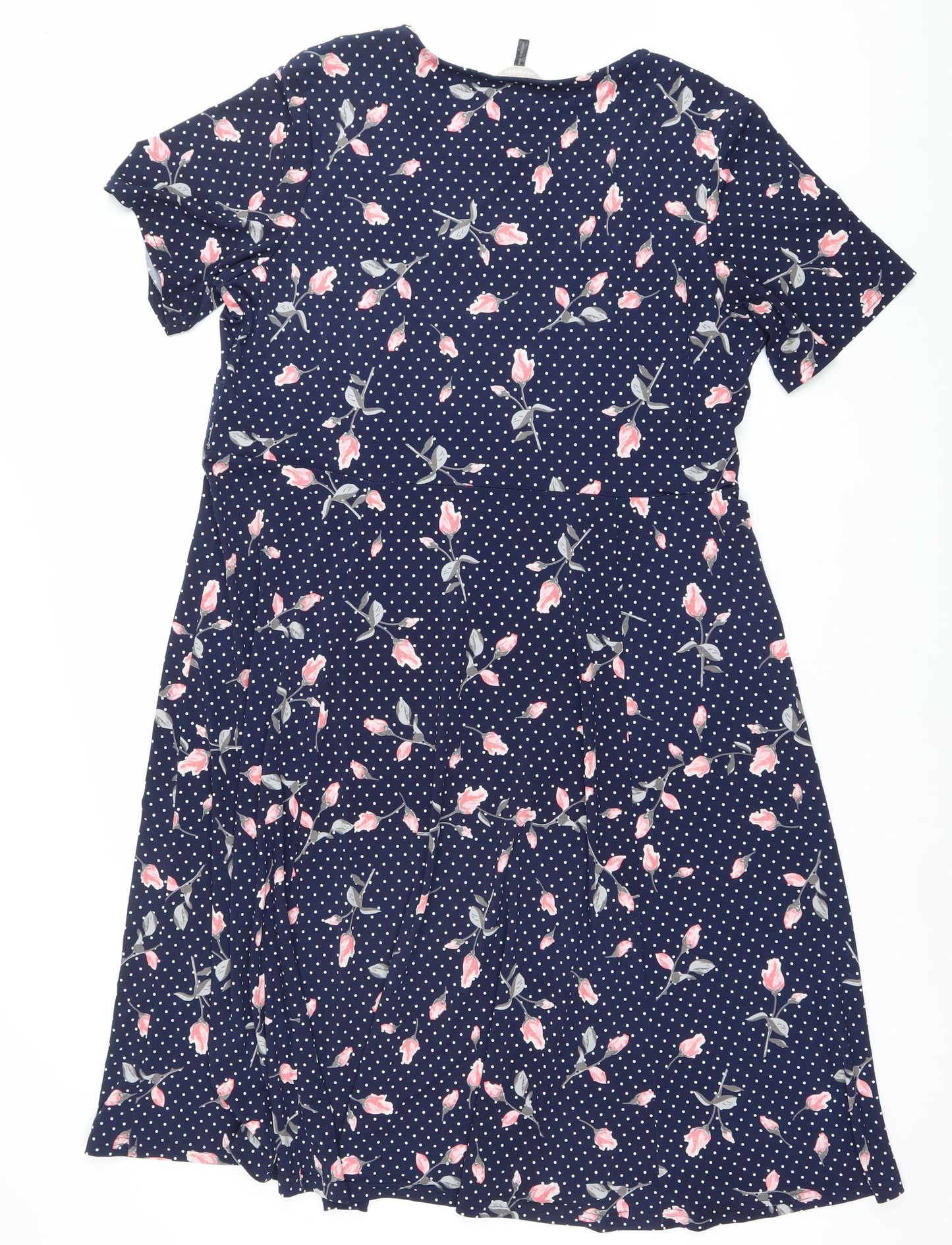 Anthology Women’s Blue Floral Polka Dot Knee Length Fit & Flare Dress Size 20