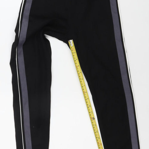 Marks and Spencer Women's Black Size 8 Mid-Rise Side Stripe Leggings