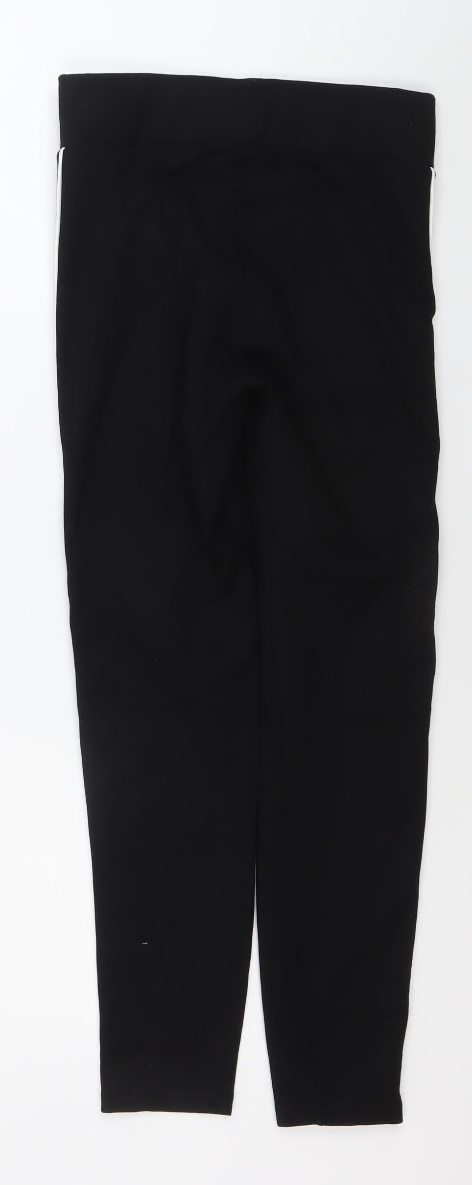 Marks and Spencer Women's Black Size 8 Mid-Rise Side Stripe Leggings