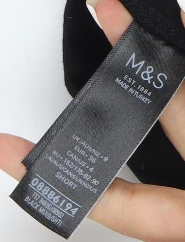 Marks and Spencer Women's Black Size 8 Mid-Rise Side Stripe Leggings