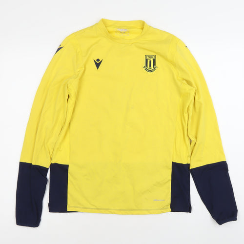 Macron Boys XL Yellow Navy Stoke City Long Sleeve Football Jersey