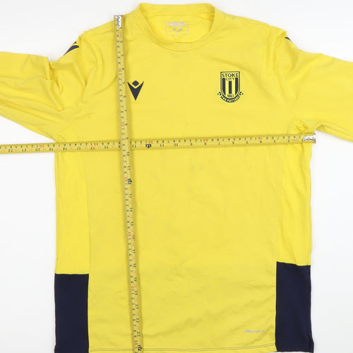 Macron Boys XL Yellow Navy Stoke City Long Sleeve Football Jersey