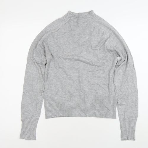 New Look Women’s Grey Mock Neck Pullover Jumper UK 12 Long Sleeve Knit