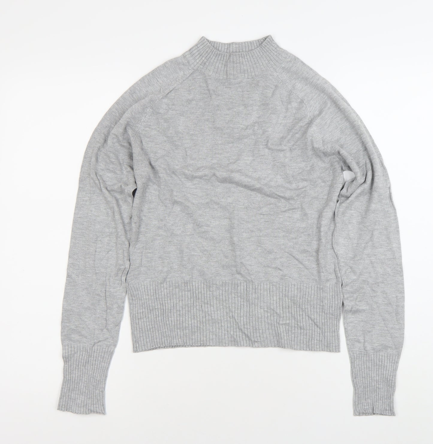 New Look Women’s Grey Mock Neck Pullover Jumper UK 12 Long Sleeve Knit