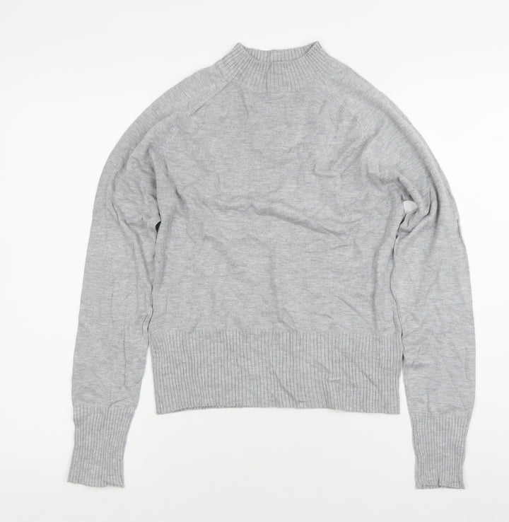 New Look Women’s Grey Mock Neck Pullover Jumper UK 12 Long Sleeve Knit