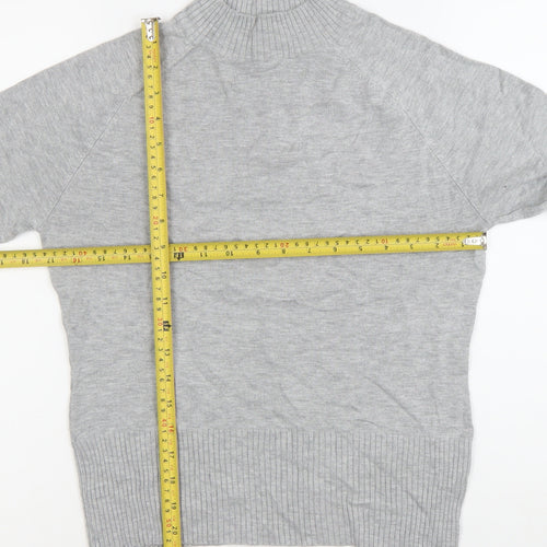 New Look Women’s Grey Mock Neck Pullover Jumper UK 12 Long Sleeve Knit