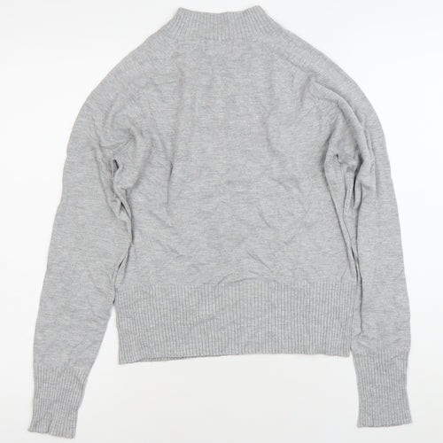 New Look Women’s Grey Mock Neck Pullover Jumper UK 12 Long Sleeve Knit