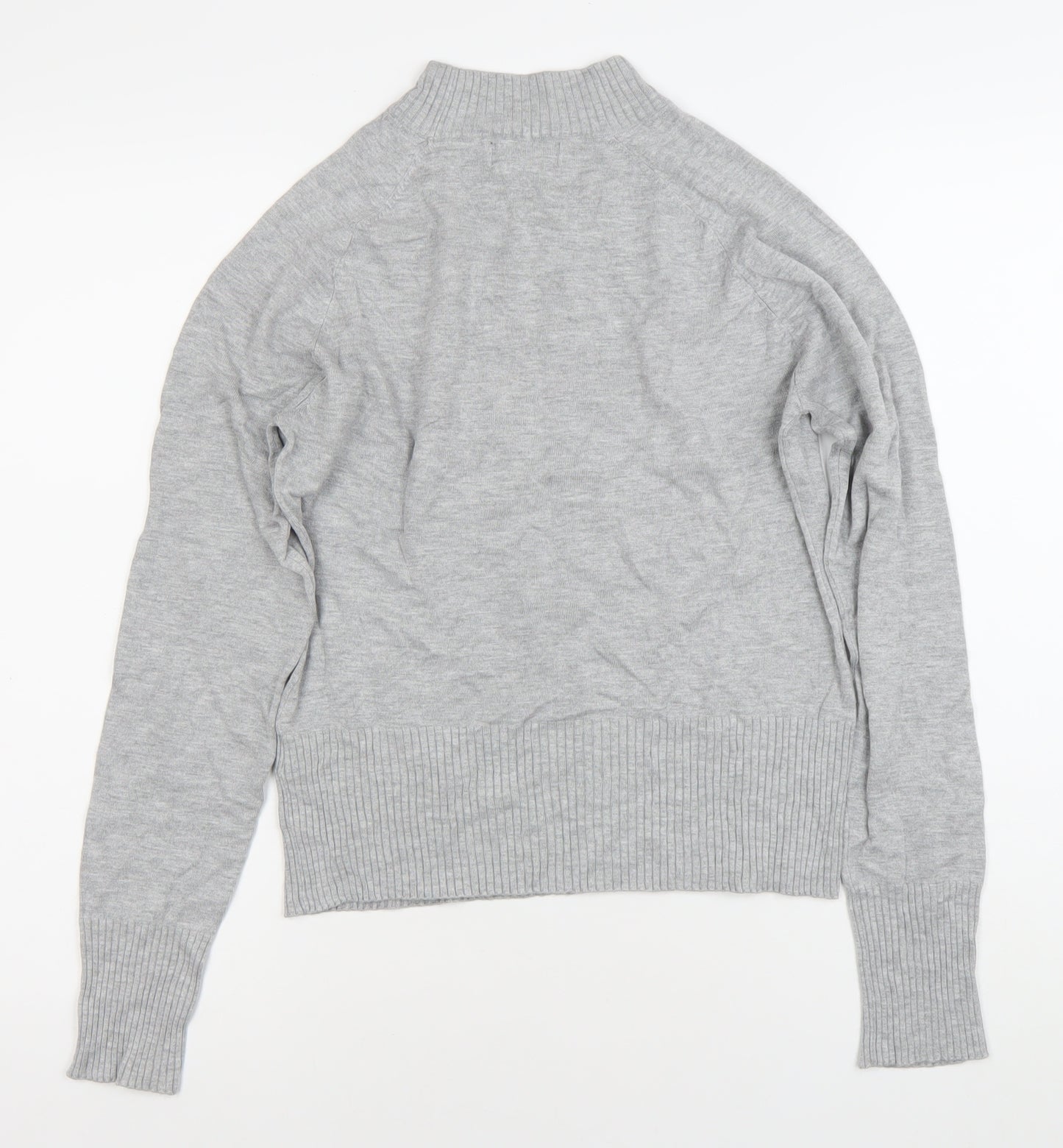 New Look Women’s Grey Mock Neck Pullover Jumper UK 12 Long Sleeve Knit