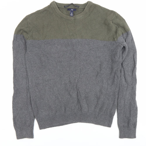 Gap Men’s Grey Cotton Crew Neck Pullover Jumper M Regular Fit