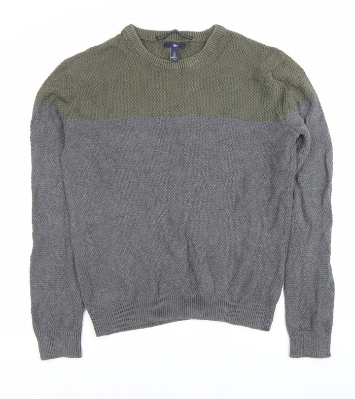 Gap Men’s Grey Cotton Crew Neck Pullover Jumper M Regular Fit
