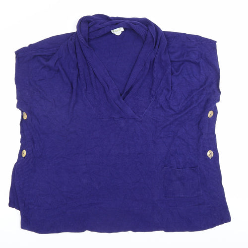 Virtuelle Women's Blue Sleeveless Knit Tunic Blouse L Cowl Neck