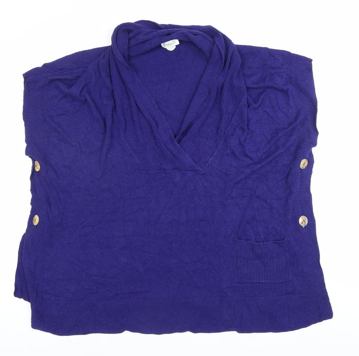 Virtuelle Women's Blue Sleeveless Knit Tunic Blouse L Cowl Neck
