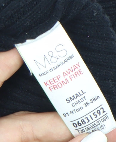Marks and Spencer Men’s Black Full Zip Cotton Jumper Size S