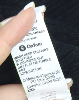 Marks and Spencer Men’s Black Full Zip Cotton Jumper Size S