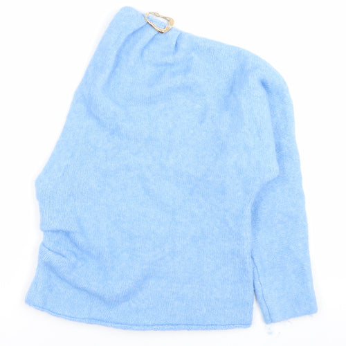 Zara Women's Blue One Shoulder Pullover Jumper Size S