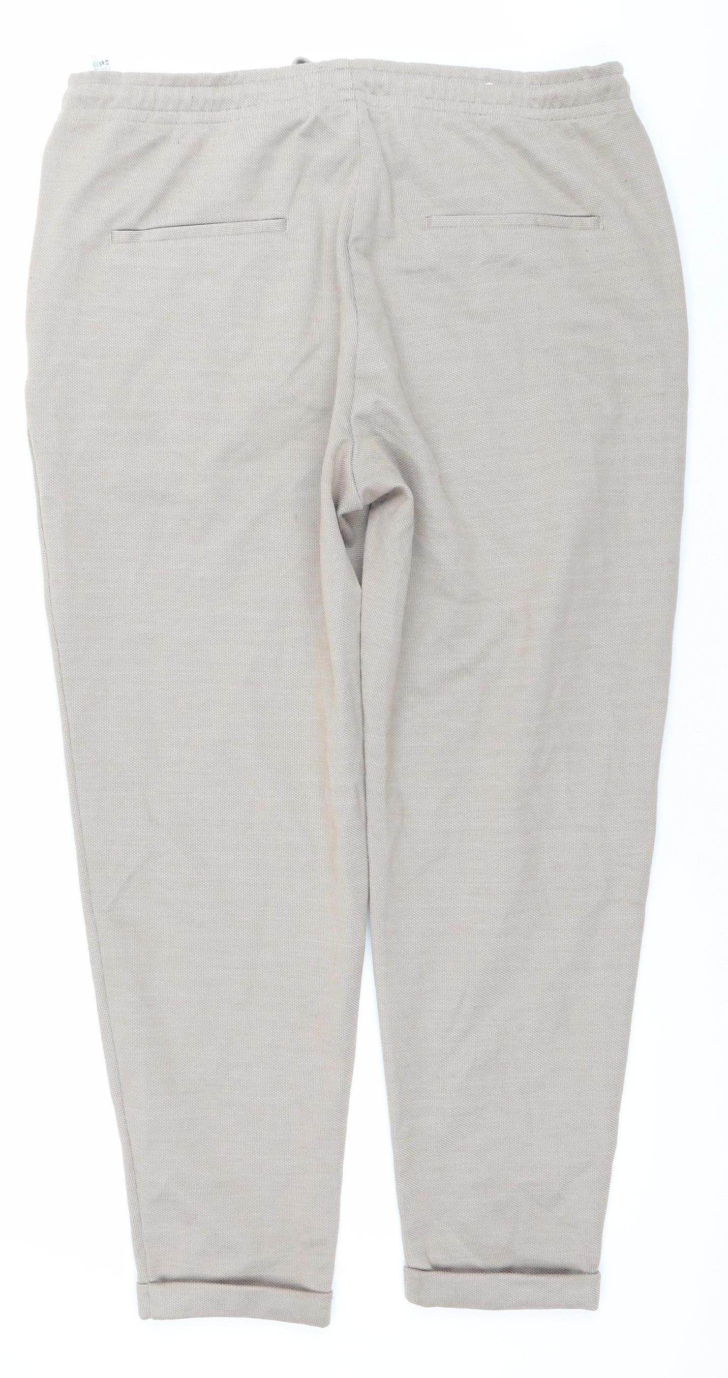 Zara Women’s Beige XL Tapered Trousers with Drawstring Waist