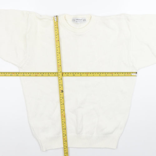 Smithland Women's White Cotton Crew Neck Jumper Size 8