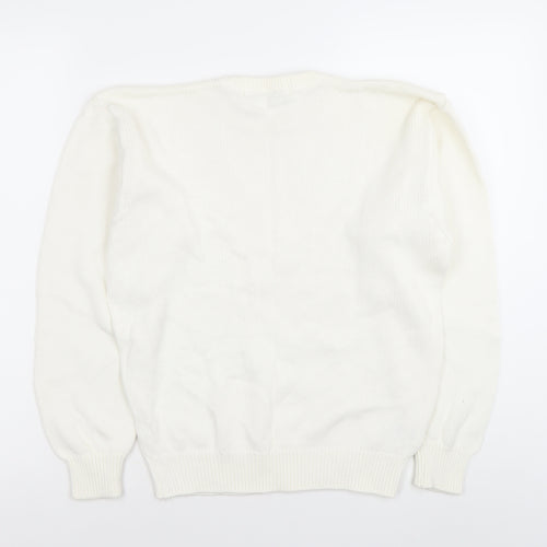 Smithland Women's White Cotton Crew Neck Jumper Size 8