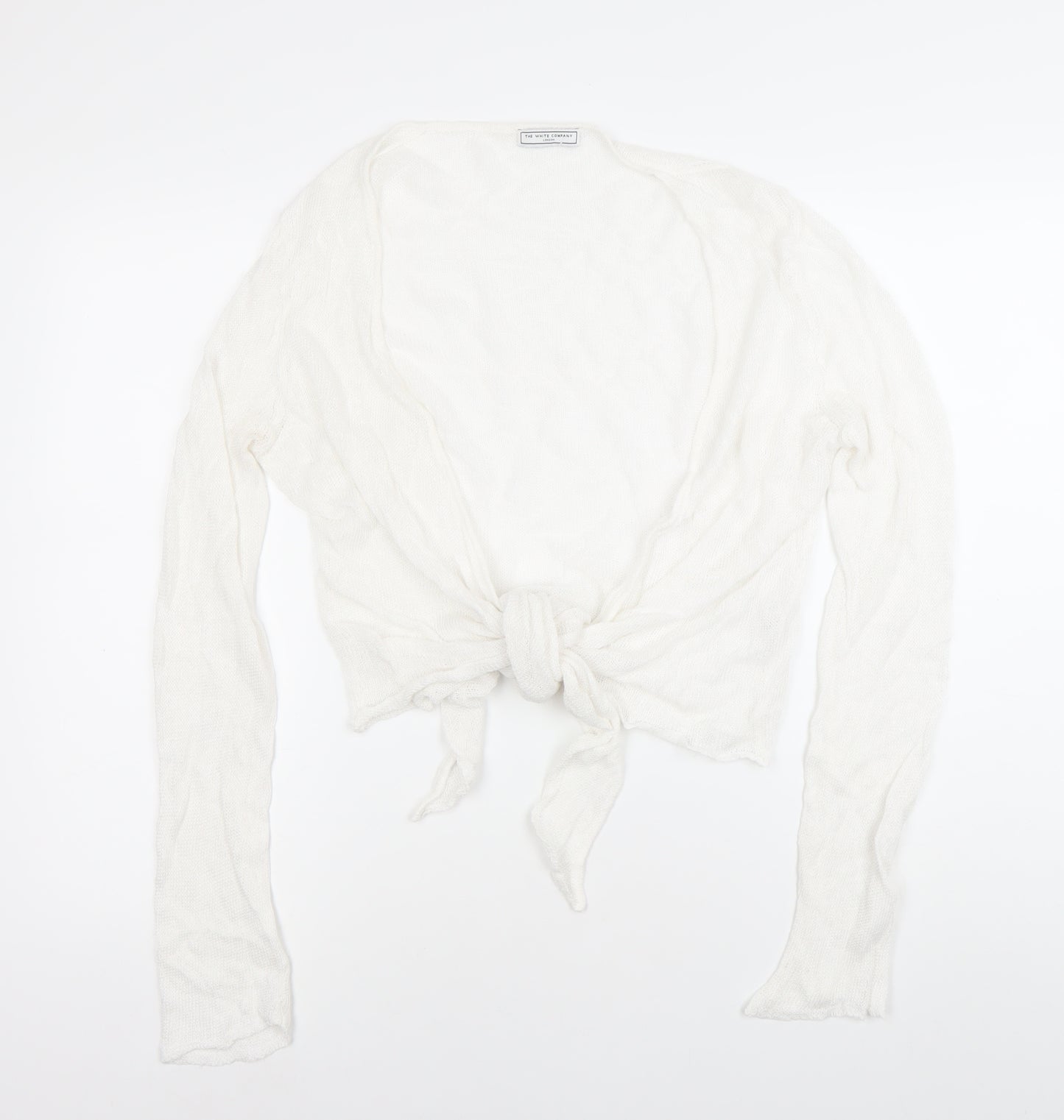 The White Company Women's White L Open-Knit Linen Cardigan