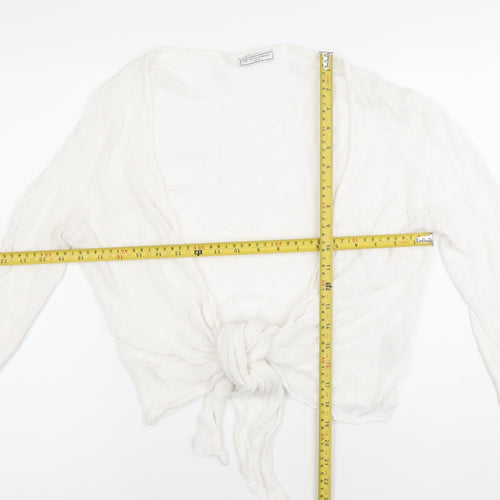 The White Company Women's White L Open-Knit Linen Cardigan