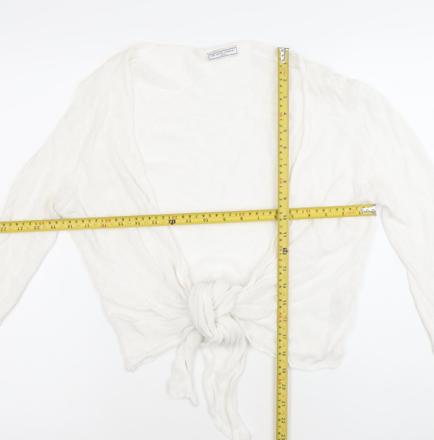 The White Company Women's White L Open-Knit Linen Cardigan