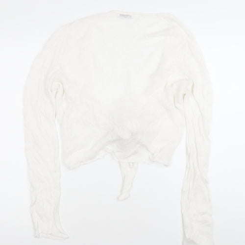 The White Company Women's White L Open-Knit Linen Cardigan
