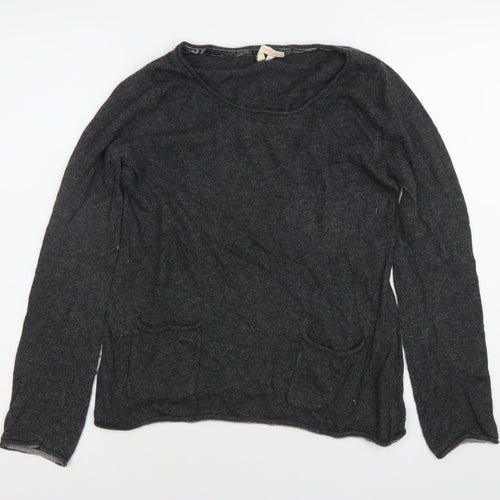 White Stuff Womens Grey Size 8 Scoop Neck Long Sleeve Knit Jumper