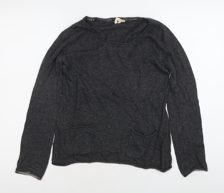 White Stuff Womens Grey Size 8 Scoop Neck Long Sleeve Knit Jumper