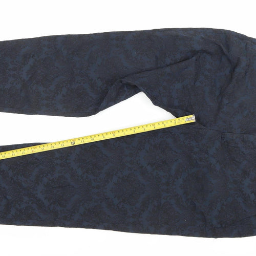Zara Woman Blue Jacquard Slim Fit Chino Trousers Women L
