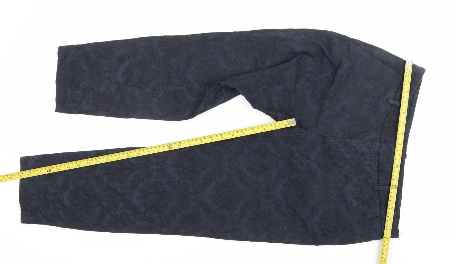 Zara Woman Blue Jacquard Slim Fit Chino Trousers Women L