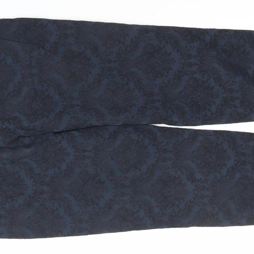 Zara Woman Blue Jacquard Slim Fit Chino Trousers Women L
