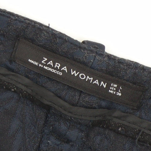 Zara Woman Blue Jacquard Slim Fit Chino Trousers Women L