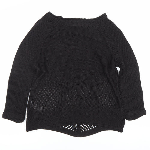 Atmosphere Women's Black Size 8 Open-Knit Boat Neck Jumper