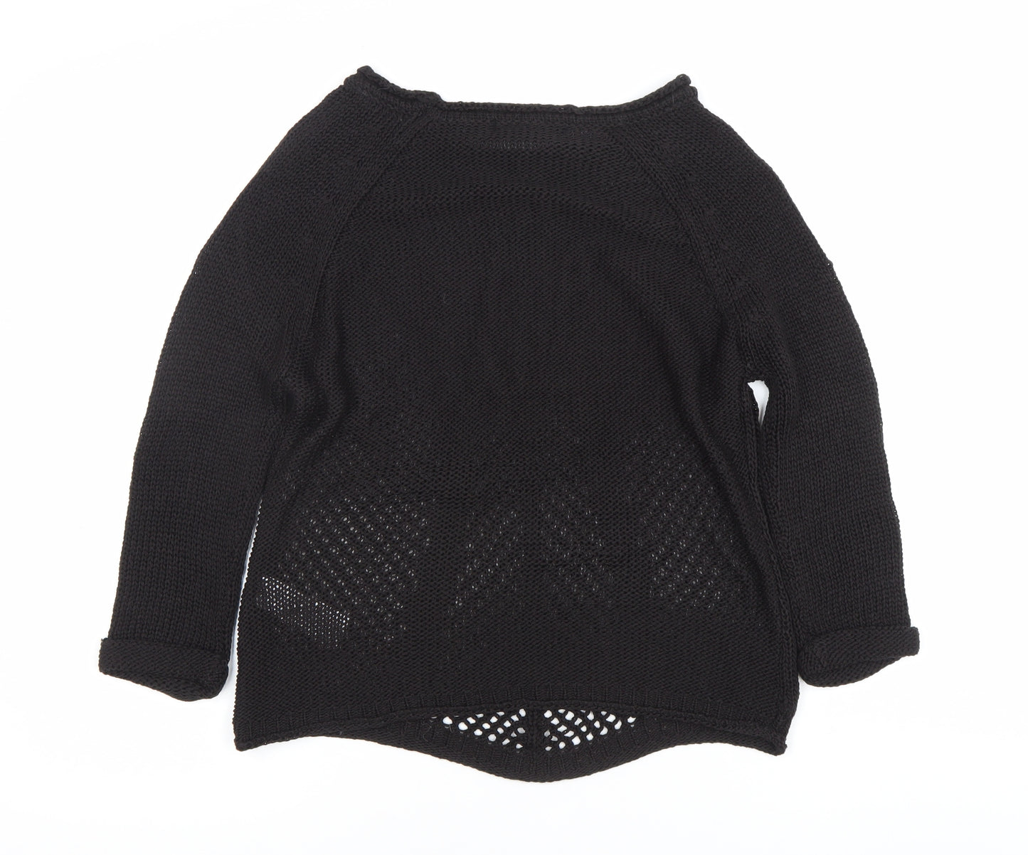 Atmosphere Women's Black Size 8 Open-Knit Boat Neck Jumper