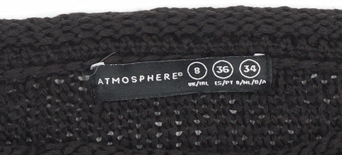 Atmosphere Women's Black Size 8 Open-Knit Boat Neck Jumper