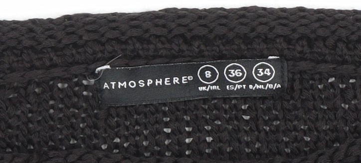 Atmosphere Women's Black Size 8 Open-Knit Boat Neck Jumper