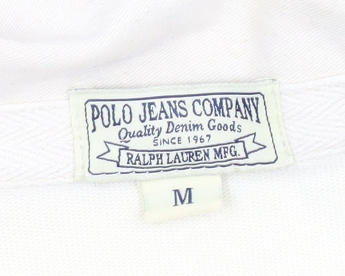 Ralph Lauren Mens Ivory Rugby Polo Shirt Long Sleeve M Cotton American Flag