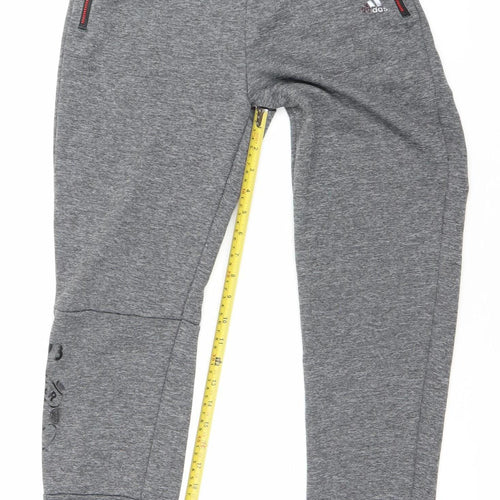 Adidas Boys Grey 13-14Y Tapered Joggers Quick Dry Zip Pockets