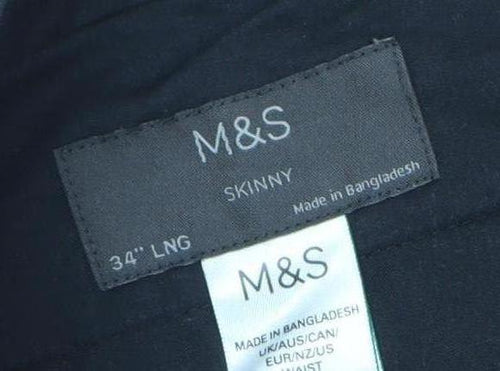 Marks and Spencer Men's Black 34L Skinny Dress Pants