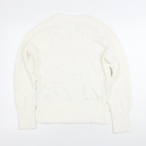 Marks and Spencer Women’s Ivory Cable-Knit V-Neck Jumper Size S