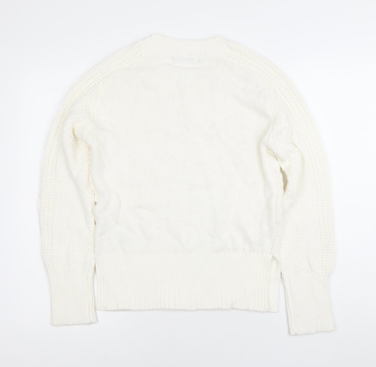 Marks and Spencer Women’s Ivory Cable-Knit V-Neck Jumper Size S
