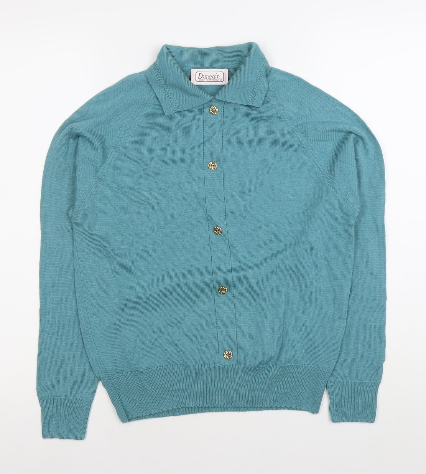 Dunedin Women's Blue Lambswool Collared Cardigan Size S