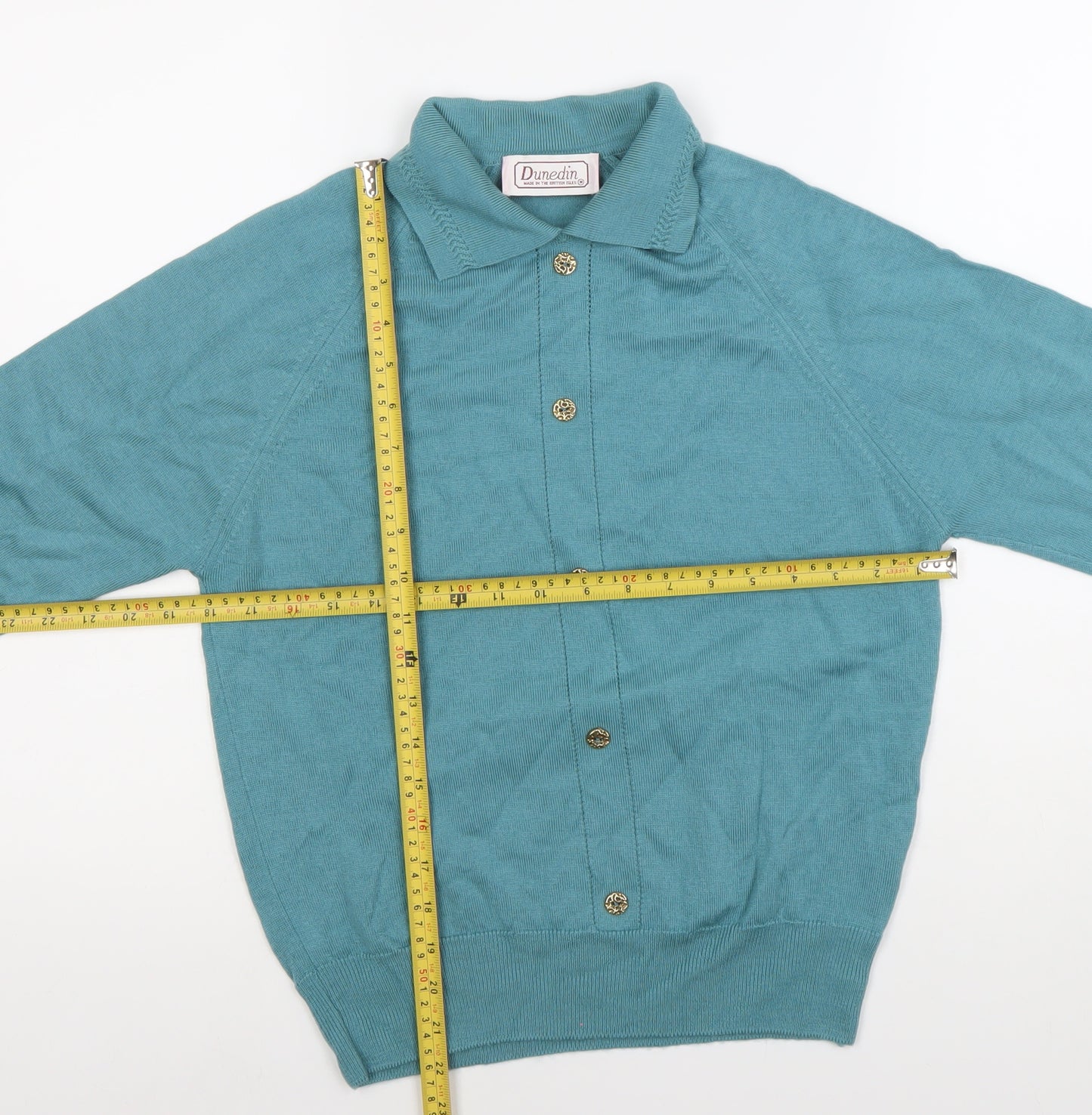 Dunedin Women's Blue Lambswool Collared Cardigan Size S