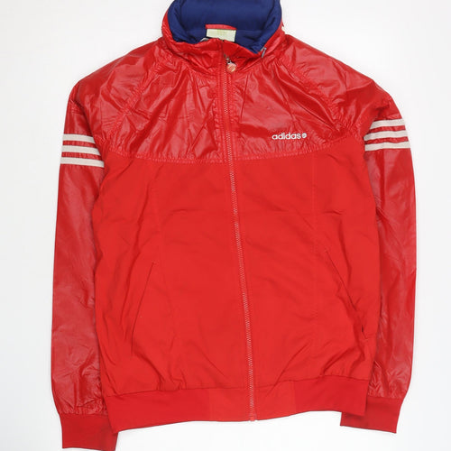 Adidas Men's Red M Track Jacket Full Zip Lightweight Sports
